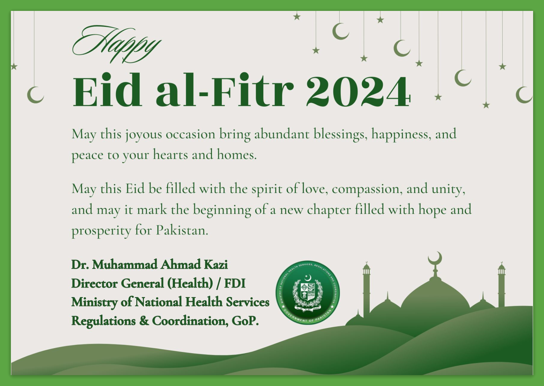 Federal Directorate of Immunization wishes you a blessed Eid al-Fitr 2024